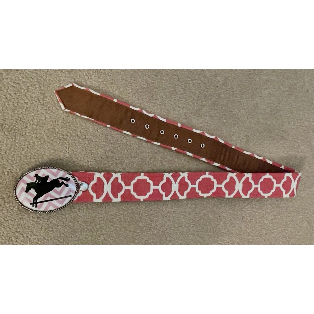 Equestrian Horse Riding Belt XS Pink White Interchangeable Buckle Loopty Loo